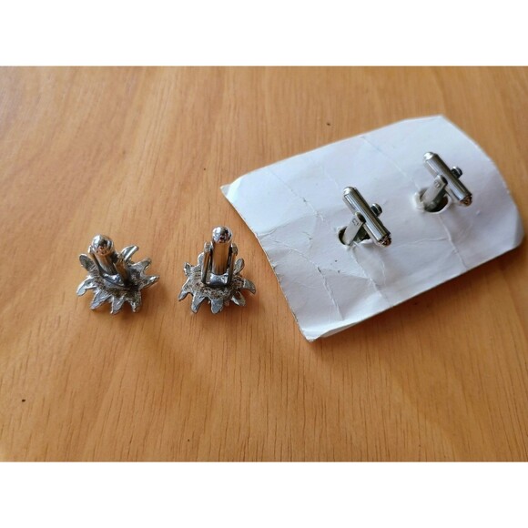 Vintage Edelweiss Cufflinks Pewter by Christina Alpine Flower Austria - Picture 3 of 3